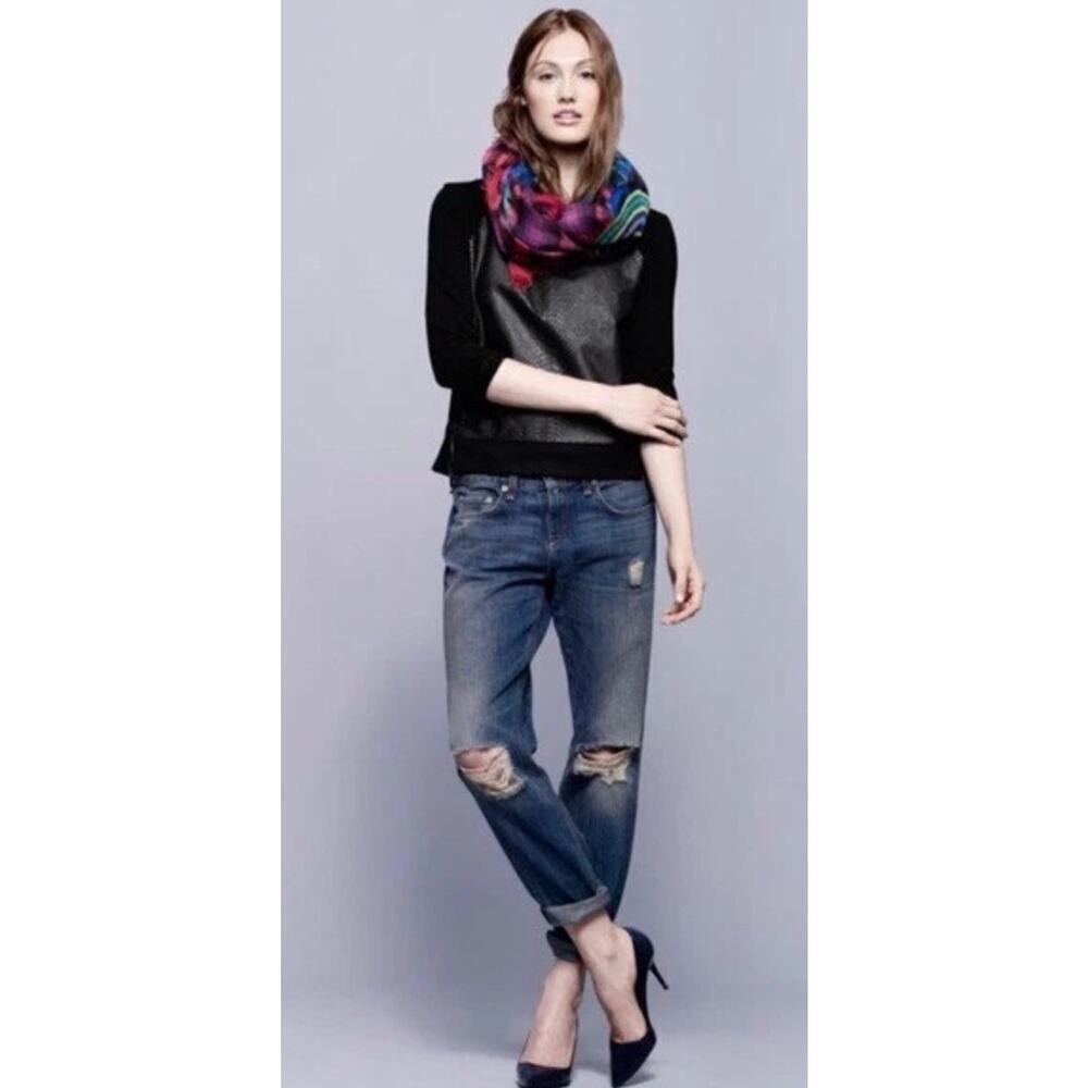 RAG & BONE For Intermix Boyfriend Jeans Distressed Knees Holes Buckley Blue 24